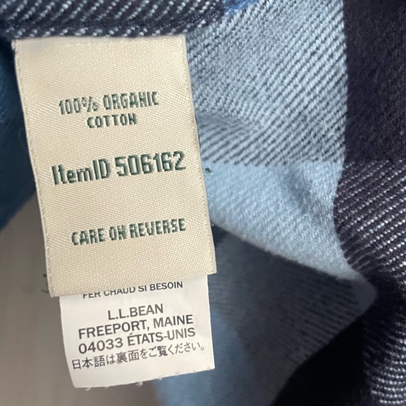 LL Bean Flannel Shirt Womens Small Tartan Plaid Blue Organic Cotton - Picture 7 of 9